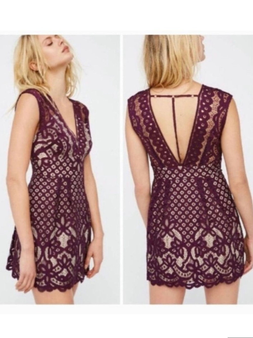 FREE PEOPLE ONE MILLION LOVERS DRESS IN WINE Size 6 Like New
